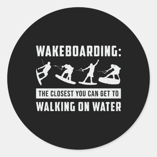 Pegatina Redonda Wakeboarding Caminar Sobre El Agua Wake Wakeboarde (Anverso)