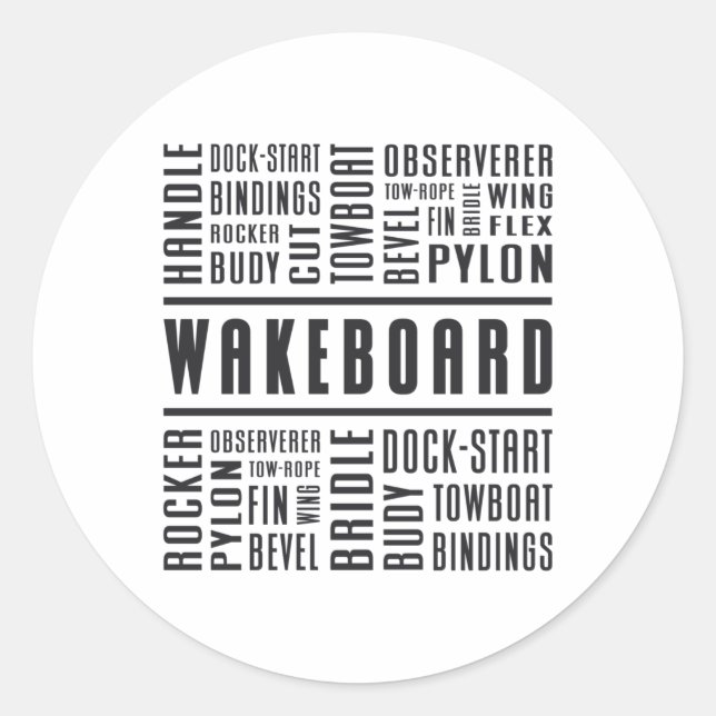 Pegatina Redonda Wakeboarding Wakeboard Wake Wakeboarder Lovers (Anverso)