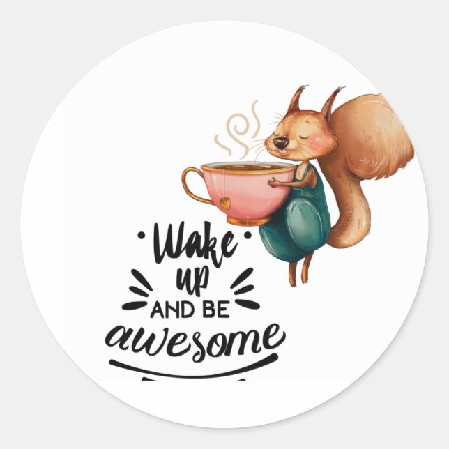 Pegatina Redonda Wale Up Awesome Squirrel (Anverso)
