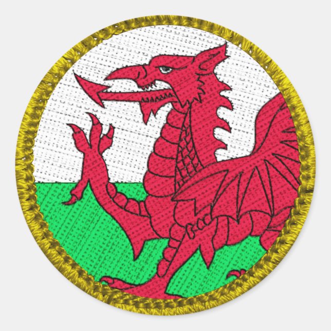Pegatina Redonda Wales Round Patch Gold (Anverso)