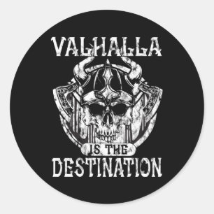 Pegatina Redonda Walhalla Es El Destino Nórdico Viking
