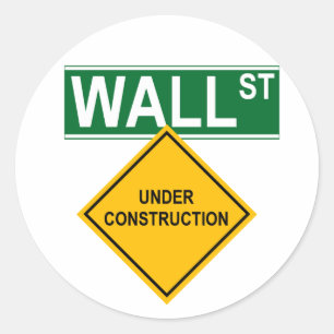 Pegatina Redonda Wall Street en construcción