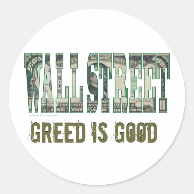 Pegatina Redonda Wall Street/ la codicia es buena (Anverso)