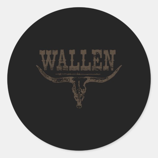 Pegatina Redonda Wallen Western Wallen Bullhead Cow Wallen (Anverso)