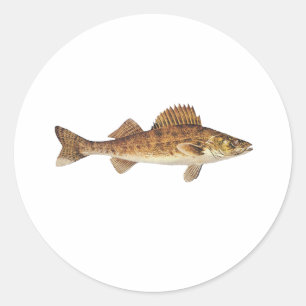 Pegatina Redonda Walleye Art