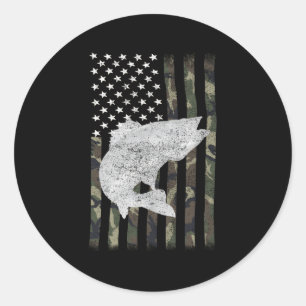 Pegatina Redonda Walleye Fishing Camoufling Flag Anglage en la part