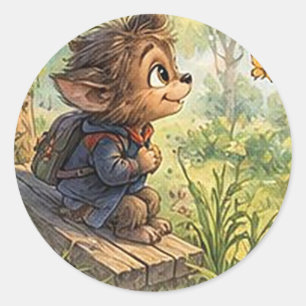 Pegatina Redonda Wally el hombre lobo