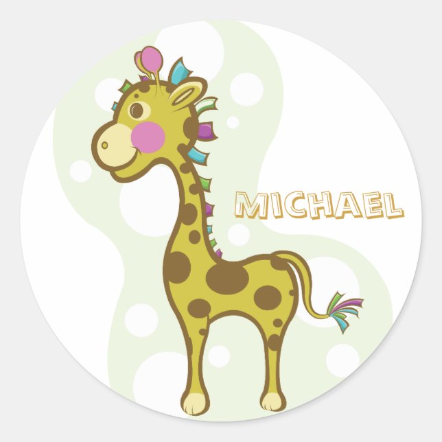 Pegatina Redonda Wally the Giraffe Character (Anverso)