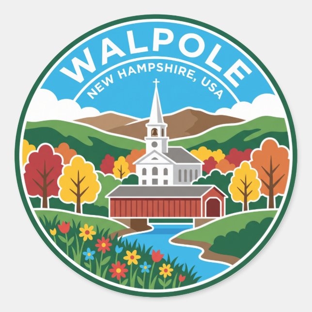 Pegatina Redonda Walpole EE. UU. (Anverso)