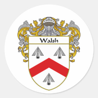 Pegatina Redonda Walsh Coat of Arms (Mantled)