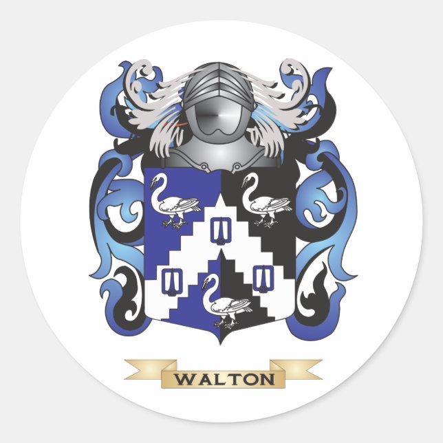 Pegatina Redonda Walton Family Crest (Escudo de armas) (Anverso)