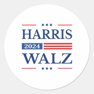 Pegatina Redonda Waltz 2024 Kamala Harris 2024 Tim Waltz 2024 Usa F