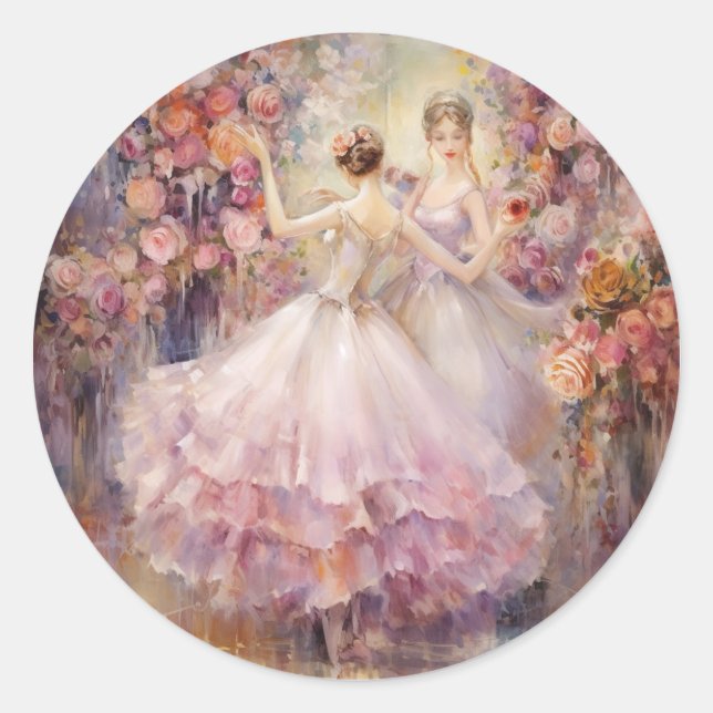 Pegatina Redonda Waltz of the Flowers Nutcracker Ballet (Anverso)