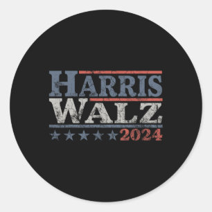 Pegatina Redonda Walz 2024 Elecciones Kamala Harris Tim Waltz 2024