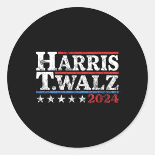 Pegatina Redonda Walz 2024 Elecciones Kamala Harris Tim Waltz 2024