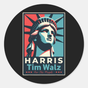 Pegatina Redonda Walz 2024 Kamala Harris 2024 Tim Walz 2024 Usa
