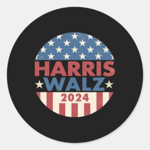Pegatina Redonda Walz 2024 Kamala Harris 2024 Tim Walz 2024 Usa Fla