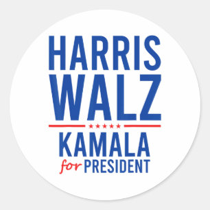 Pegatina Redonda Walz 2024 Kamala Harris Por El Presidente Tim Walz