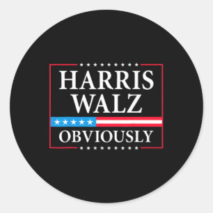 Pegatina Redonda Walz Obviamente el presidente Kamala Harris Waltz 