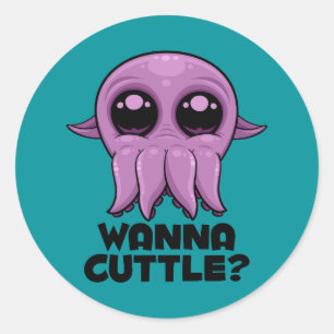Pegatina Redonda Wanna Cuttle Personalizado Cuttlefish