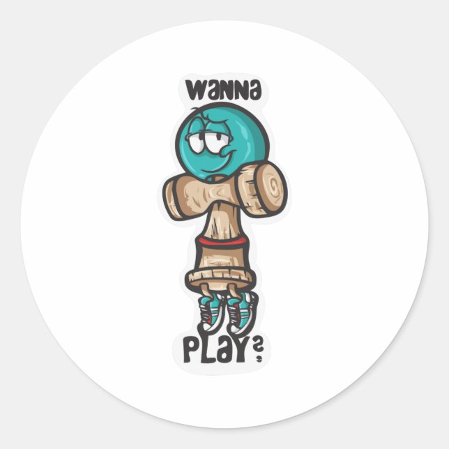 Pegatina Redonda Wanna Play (Anverso)