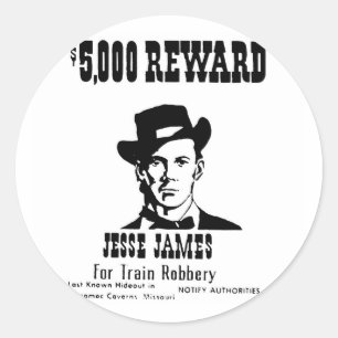 Pegatina Redonda Wanted Jesse James