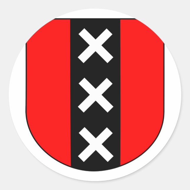 Pegatina Redonda Wapen Amsterdam, Países Bajos (Anverso)