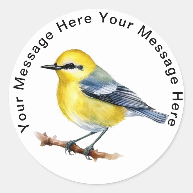 Pegatina Redonda Warbler de ala azul (Anverso)