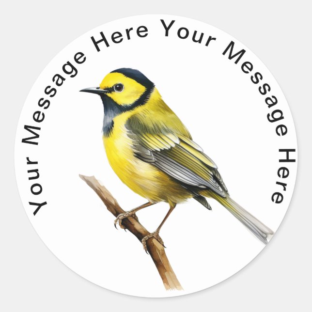 Pegatina Redonda Warbler de capucha negra (Anverso)