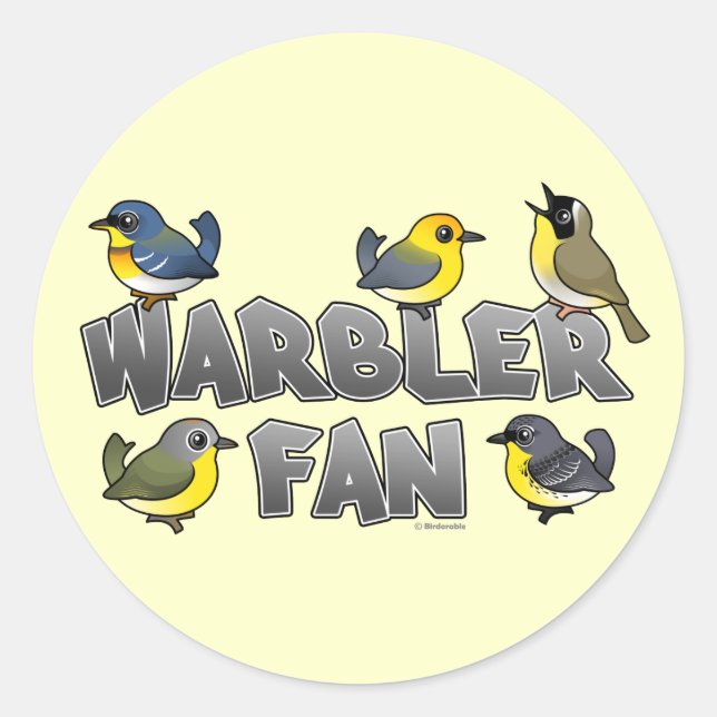 Pegatina Redonda Warbler Fan (Anverso)