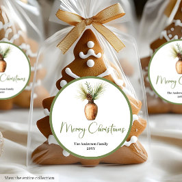 Pegatina Redonda Warm Boho Scandinavian Holiday Gift Wrap Sticker