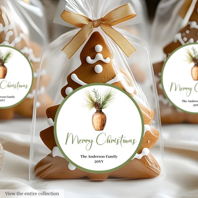 Pegatina Redonda Warm Boho Scandinavian Holiday Gift Wrap Sticker (Warm Boho Scandinavian Holiday Gift Wrap Sticker

)