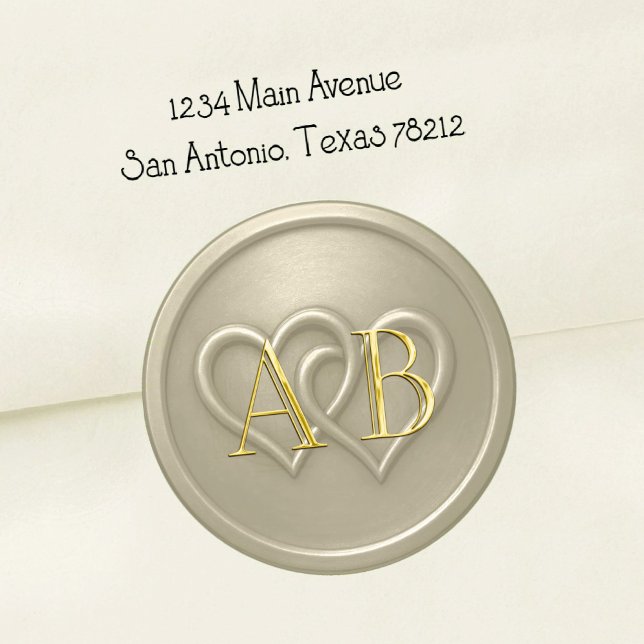 Pegatina Redonda Warm Gray Two Hearts Intertwined Wedding (Subido por el creador)