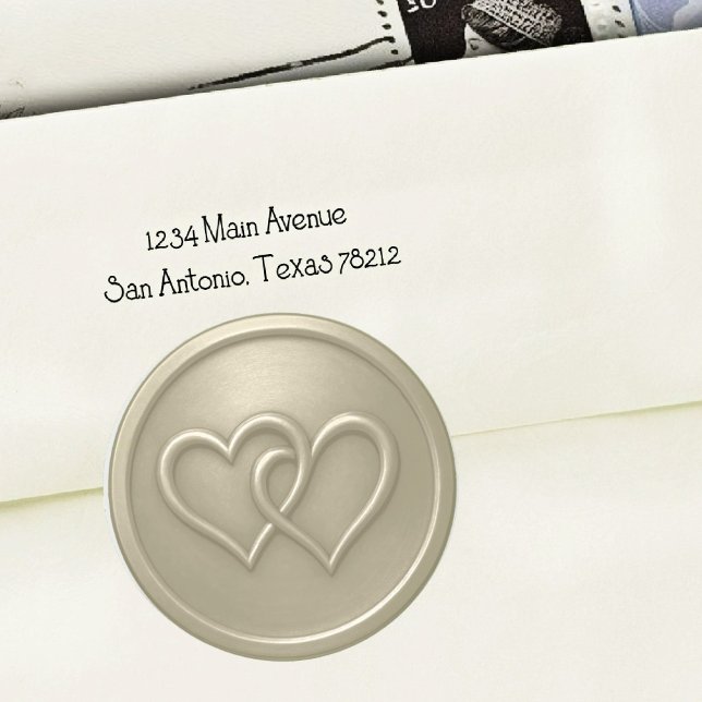 Pegatina Redonda Warm Gray Two Hearts Intertwined Wedding (Subido por el creador)