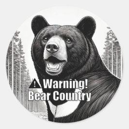 Pegatina Redonda Warning Bear Country Round Sticker
