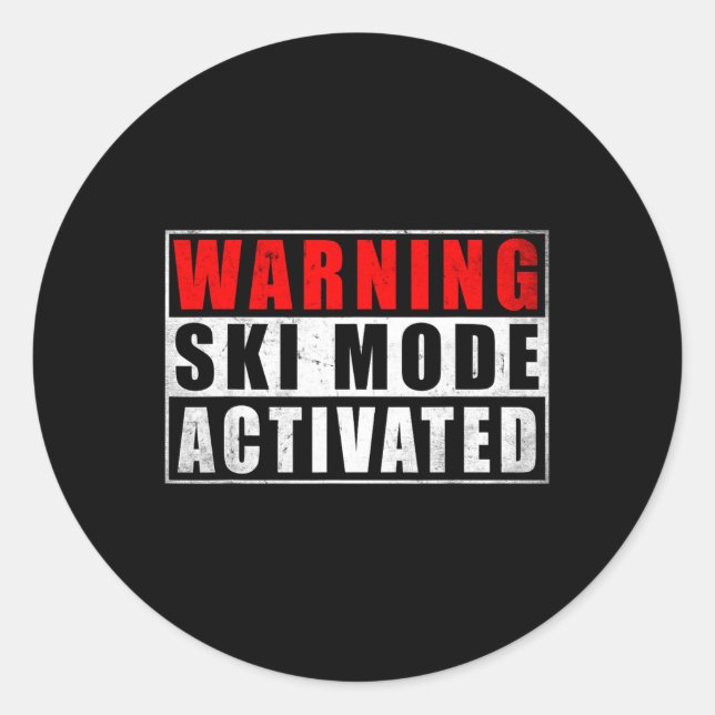 Pegatina Redonda Warning Ski Mode Activated 1  (Anverso)
