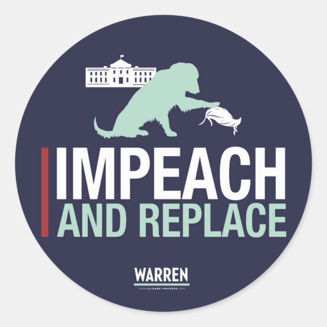 Pegatina Redonda Warren 2020 - Bailey - Impeach & Replace (Anverso)