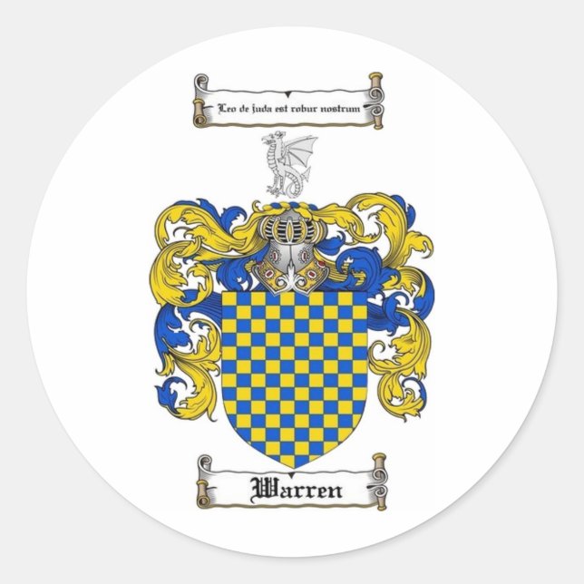 Pegatina Redonda Warren Family Crest (Anverso)