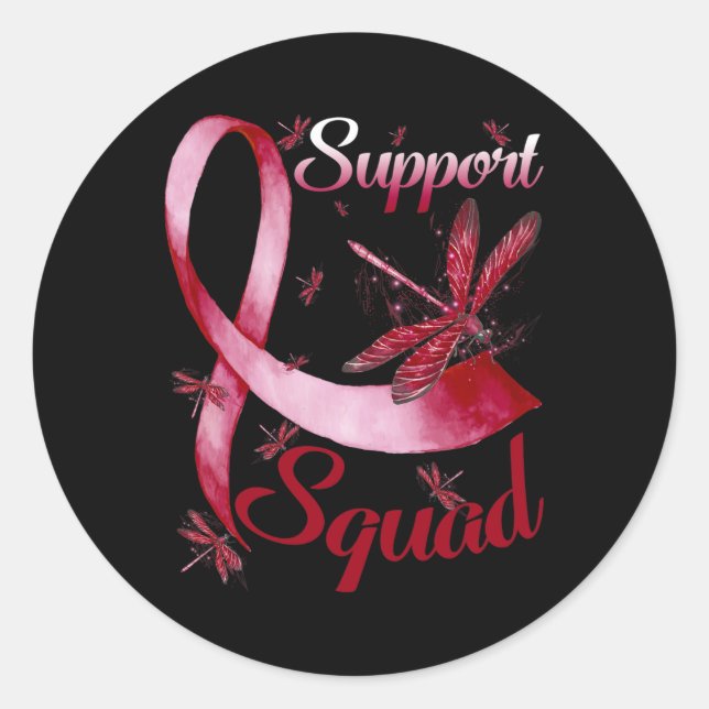 Pegatina Redonda Warrier Support Squad Dragonfly Aneurysm Awa (Anverso)