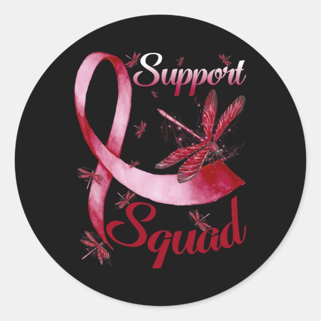 Pegatina Redonda Warrier Support Squad Dragonfly Aneurysm Awa (Anverso)
