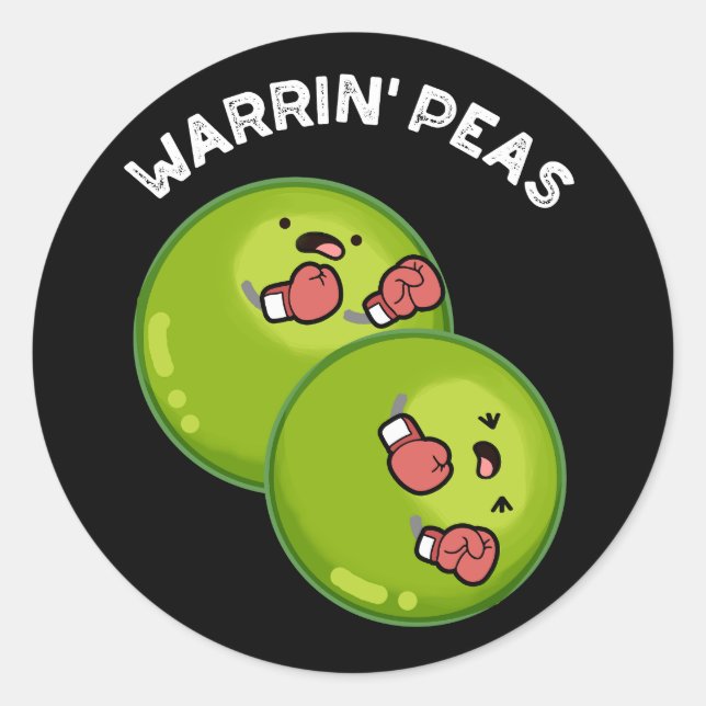 Pegatina Redonda Warrin Peace Funny Pea Pun Dark BG (Anverso)