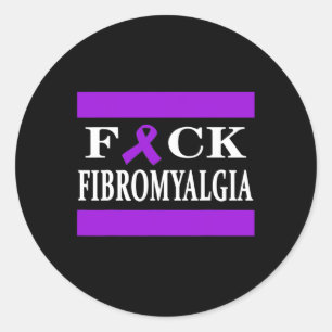 Pegatina Redonda Warrior Awareness Purple Ribbon Gift