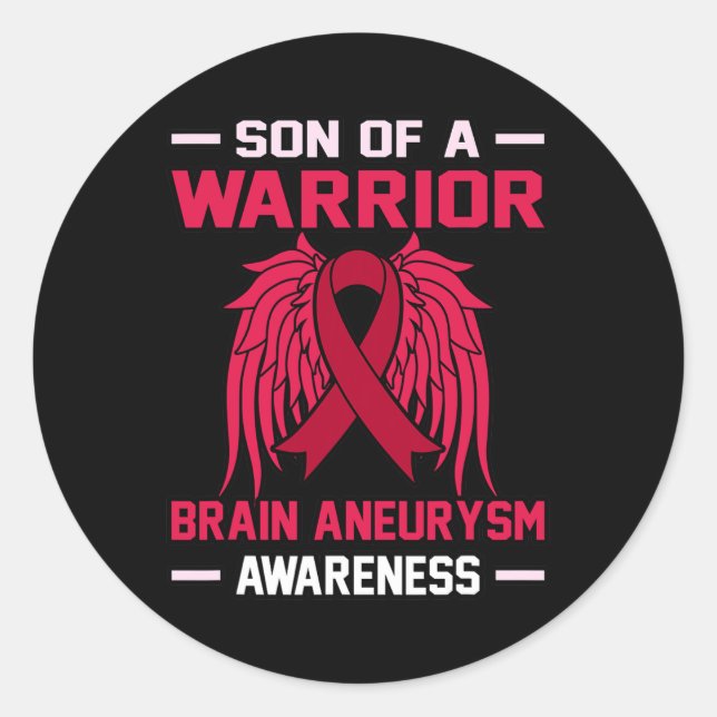 Pegatina Redonda Warrior Brain Aneurysm Awareness Month Simpatizant (Anverso)
