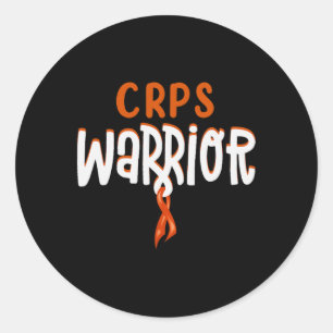 Pegatina Redonda Warrior CRPS Awareness Month Naranja Ribbon
