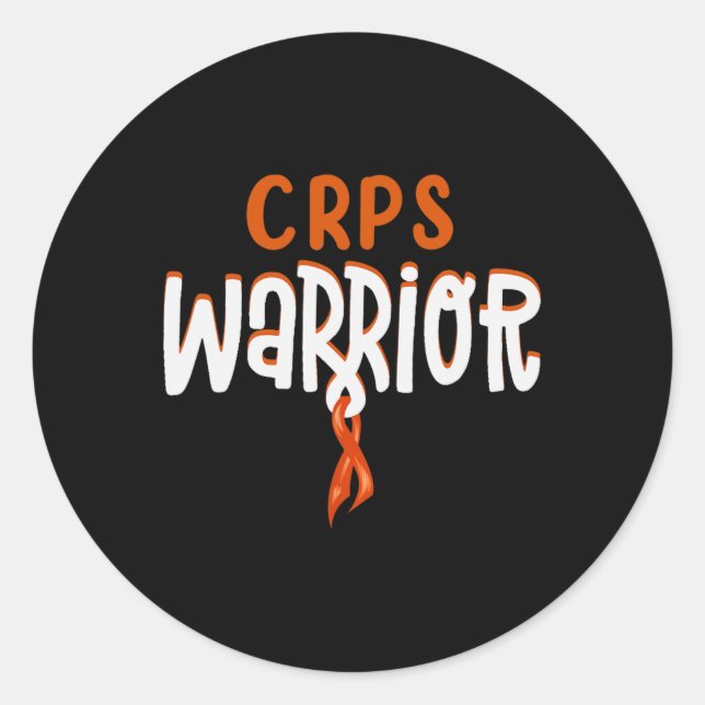 Pegatina Redonda Warrior CRPS Awareness Month Naranja Ribbon (Anverso)