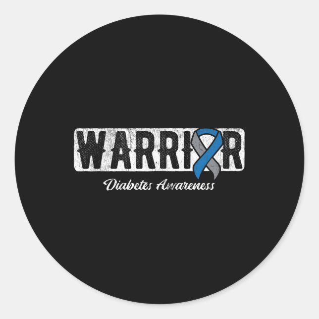 Pegatina Redonda Warrior Diabetes Awareness  (Anverso)
