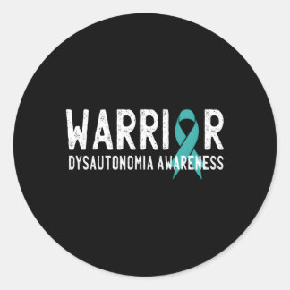 Pegatina Redonda Warrior Disautonomía Conciencia Cinta turquesa Fi