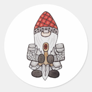 Pegatina Redonda Warrior Knight Gnome