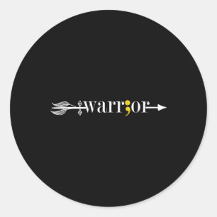 Pegatina Redonda Warrior Semicolon May Mental Health Awareness Mont
