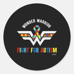 Pegatina Redonda Warrior Warrior Luchó Por Concienciación Autista A